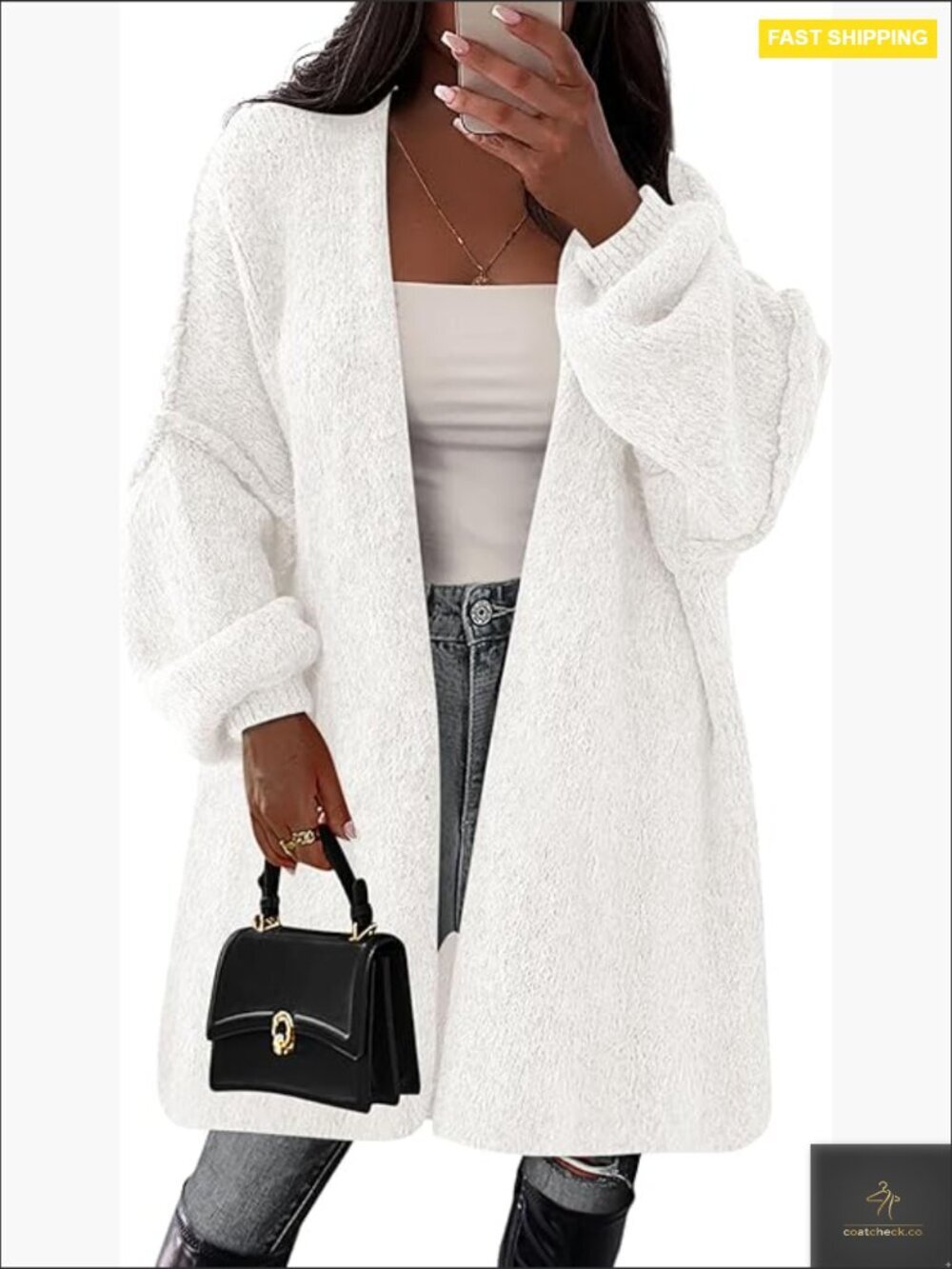 Oversized Knit Cardigan Sweater Long Open Front Chunky Winter Fashion